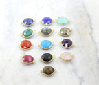Sterling Silver or Gold Plated Round Semi Precious Faceted Gemstone Connector