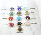 Sterling Silver or Gold Plated Round Semi Precious Faceted Gemstone Connector