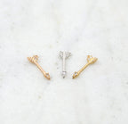 Rhodium Plated Tiny Rhodium Pave CZ Cubic Zirconia Arrow Charm