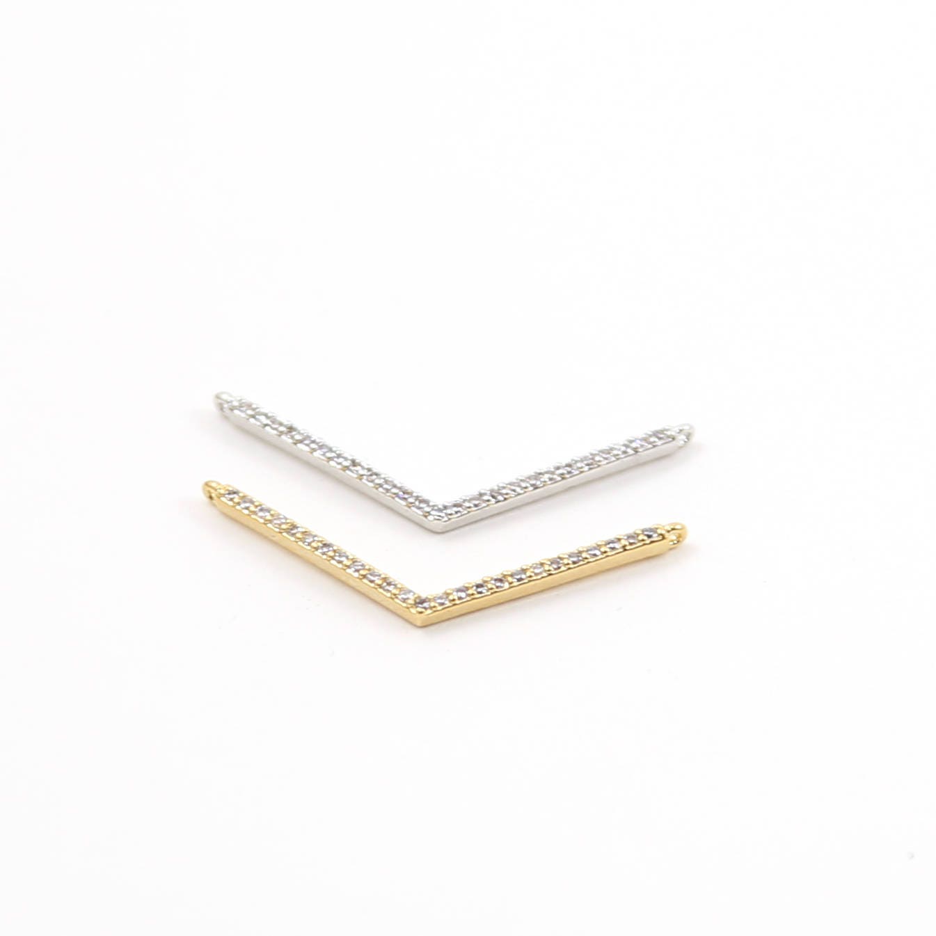 30mmx2mm Rhodium Plated Cubic Zirconia Chevron Necklace Connector Charm