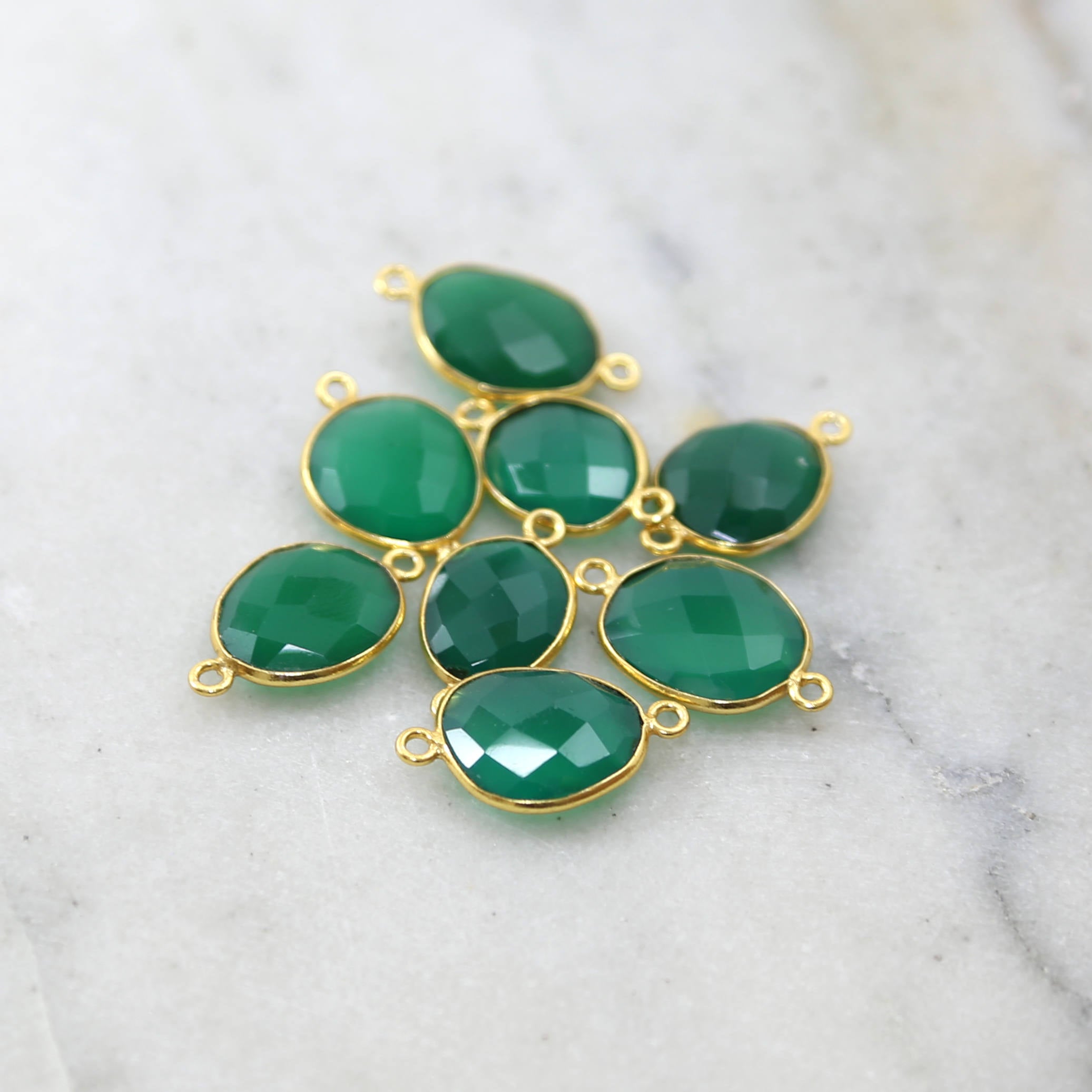 Sterling Silver or Gold Plated Green Onyx Natural Shaped Raw Nugget Faceted