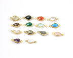 Sterling Silver or Gold Plated Teardrop Semi Precious Faceted Gemstone 2 Loop
