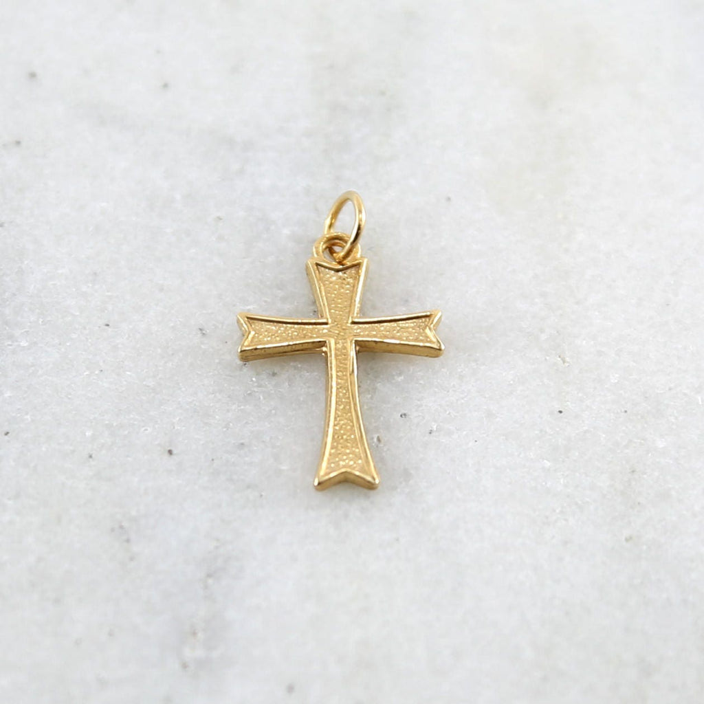20mmx12mm 14K Gold Filled Textured Cross Charm Religious Spiritual Pendant