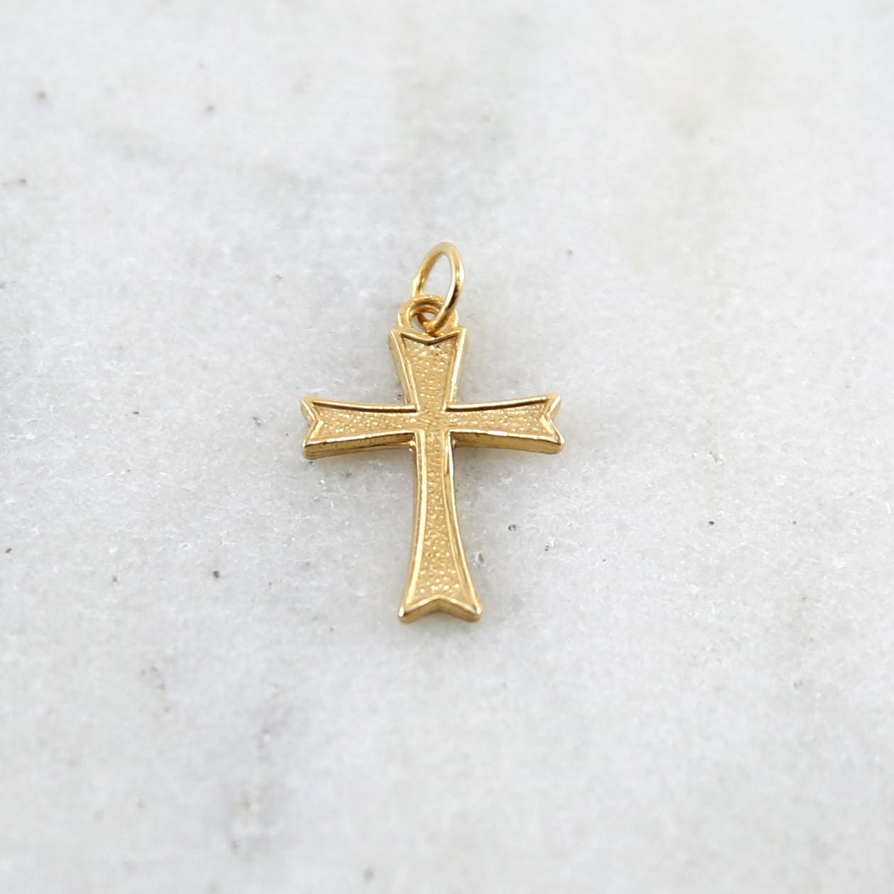 20mmx12mm 14K Gold Filled Textured Cross Charm Religious Spiritual Pendant