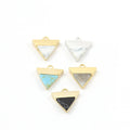 14mmx11mm Rhodium Plated Howlite Marble Triangle Charms Gold or Silver Modern