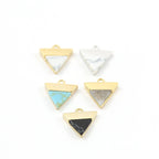 14mmx11mm Rhodium Plated Howlite Marble Triangle Charms Gold or Silver Modern