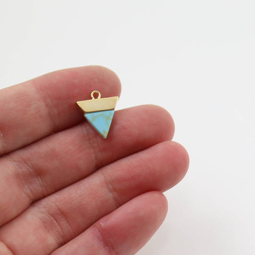 14mmx11mm Rhodium Plated Howlite Marble Triangle Charms Gold or Silver Modern