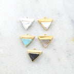 14mmx11mm Rhodium Plated Howlite Marble Triangle Charms Gold or Silver Modern