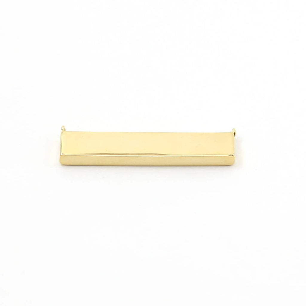 Rhodium Plated Long Blue Howlite Marble Bar Necklace Connector Gold