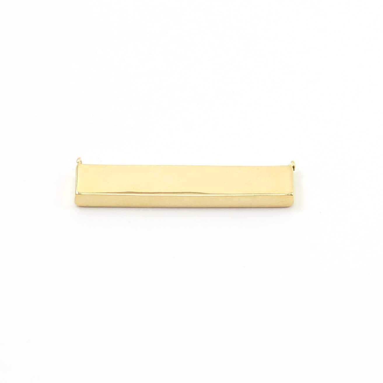 Rhodium Plated Long Blue Howlite Marble Bar Necklace Connector Gold
