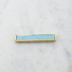 Rhodium Plated Long Blue Howlite Marble Bar Necklace Connector Gold