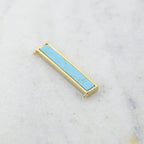 Rhodium Plated Long Blue Howlite Marble Bar Necklace Connector Gold