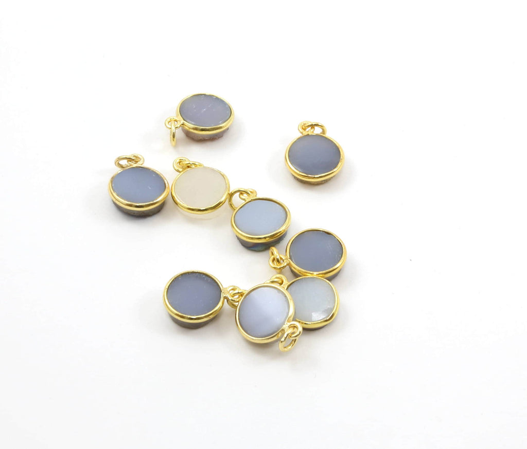 Sterling Silver or Vermeil Pretty Bezel Druzy Single Loop Pendant Charm 10mm