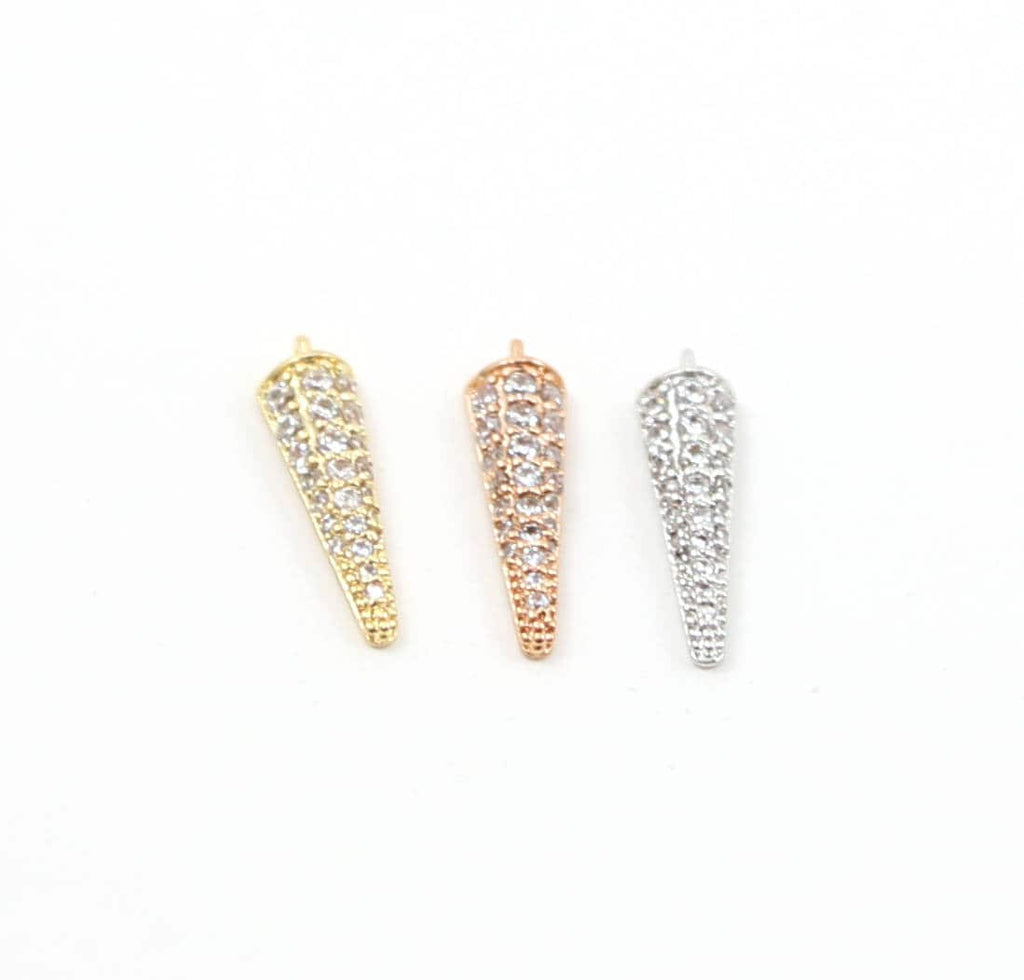 16mmx4mm Rhodium Plated Rhodium Cubic Zirconia Spike Dagger Point Pendant