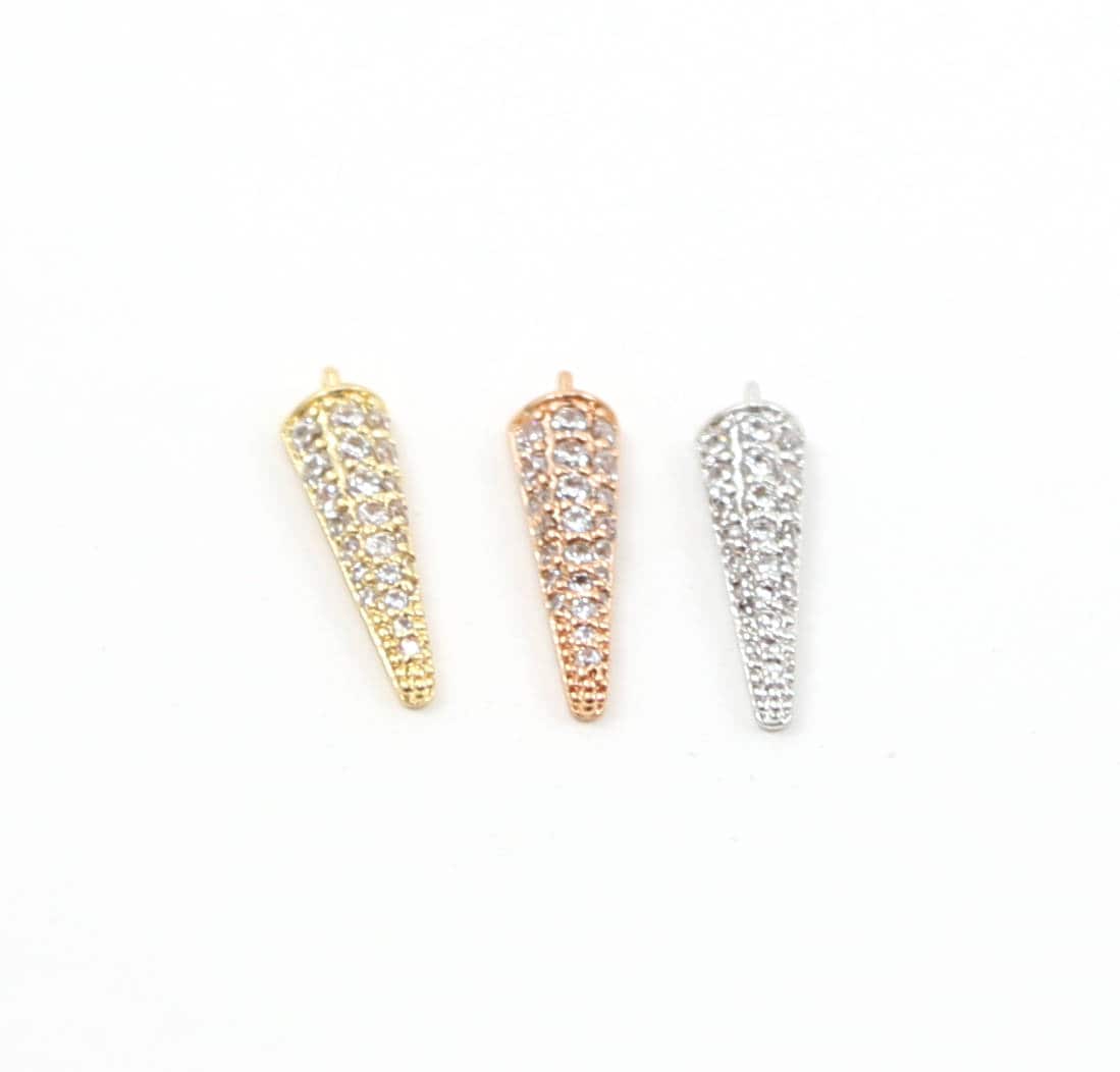 16mmx4mm Rhodium Plated Rhodium Cubic Zirconia Spike Dagger Point Pendant