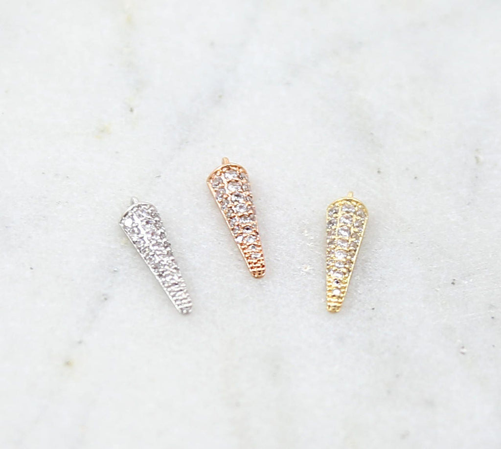 16mmx4mm Rhodium Plated Rhodium Cubic Zirconia Spike Dagger Point Pendant