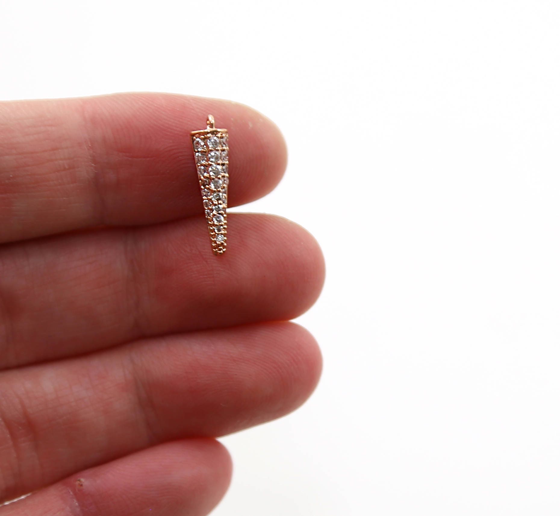 16mmx4mm Rhodium Plated Rhodium Cubic Zirconia Spike Dagger Point Pendant