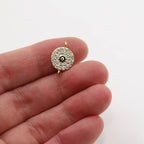 Rhodium Plated Round Blue CZ Evil Eye Connector Charm Pendants