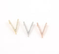 Rhodium Plated Chevron Pave CZ Cubic Zirconia Y Connector Charm Link