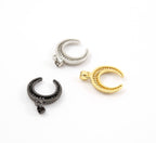 25mmx19mm Rhodium Plated Large CZ Horn Upside Down Crescent Moon Cubic