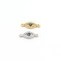 Rhodium Plated Tiny CZ Pave Evil Eye Oval Necklace or Bracelet