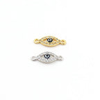 Rhodium Plated Tiny CZ Pave Evil Eye Oval Necklace or Bracelet