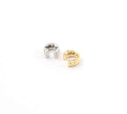 Rhodium Plated Mini Tiny CZ Pave Horseshoe Bead Charm in Silver