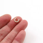 Rhodium Plated Mini Tiny CZ Pave Horseshoe Bead Charm in Silver