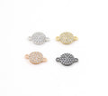 Rhodium Plated Round Pave CZ Circle Dot Connector Charm Silver Gold