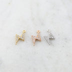 15mmx6mm Rhodium Plated Lightning Bolt Pave CZ Charm Cubic Zirconia Pendant