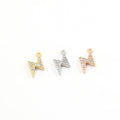 15mmx6mm Rhodium Plated Lightning Bolt Pave CZ Charm Cubic Zirconia Pendant