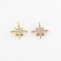 18mmx15mm Brass Large Rhodium Pave CZ Cubic Zirconia Shooting Star