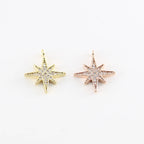 18mmx15mm Brass Large Rhodium Pave CZ Cubic Zirconia Shooting Star