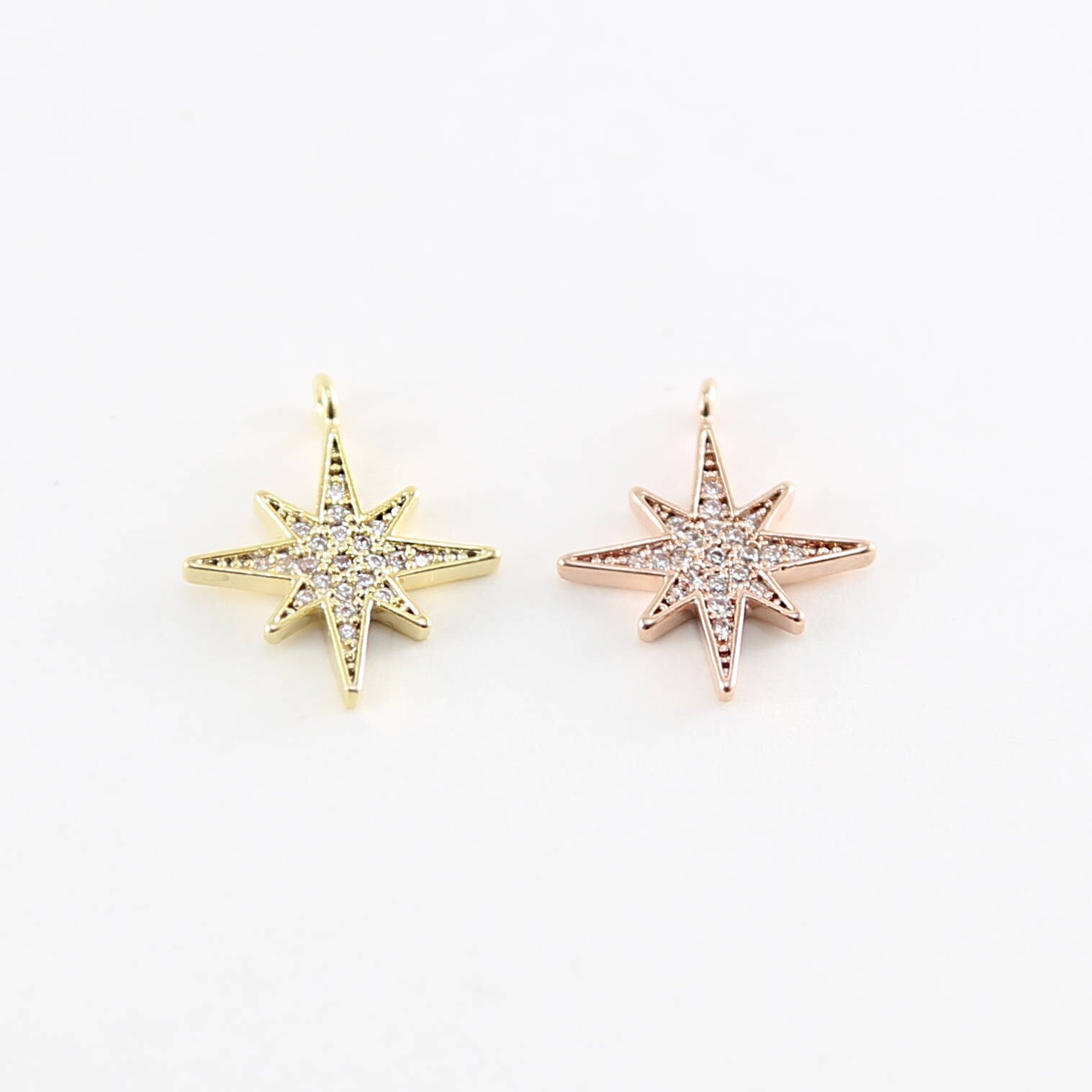 18mmx15mm Brass Large Rhodium Pave CZ Cubic Zirconia Shooting Star