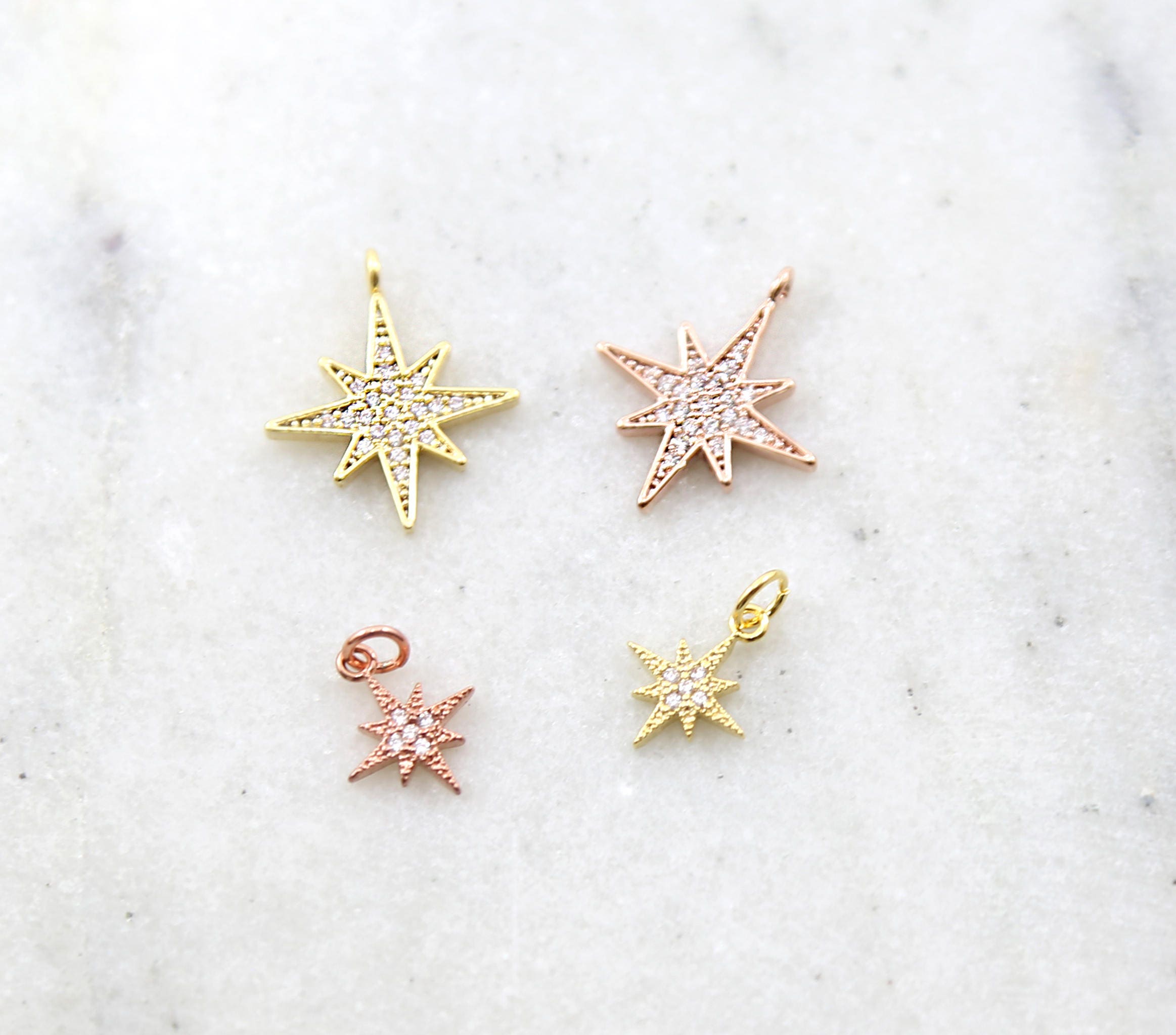 18mmx15mm Brass Large Rhodium Pave CZ Cubic Zirconia Shooting Star
