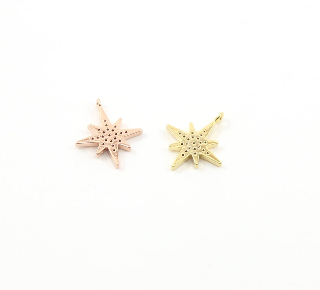 18mmx15mm Brass Large Rhodium Pave CZ Cubic Zirconia Shooting Star
