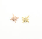 18mmx15mm Brass Large Rhodium Pave CZ Cubic Zirconia Shooting Star
