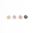 Rhodium Plated Tiny Small 6mm Rhodium Circle Pave CZ Cubic Zirconia
