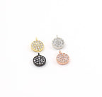 Rhodium Plated Tiny Small 6mm Rhodium Circle Pave CZ Cubic Zirconia
