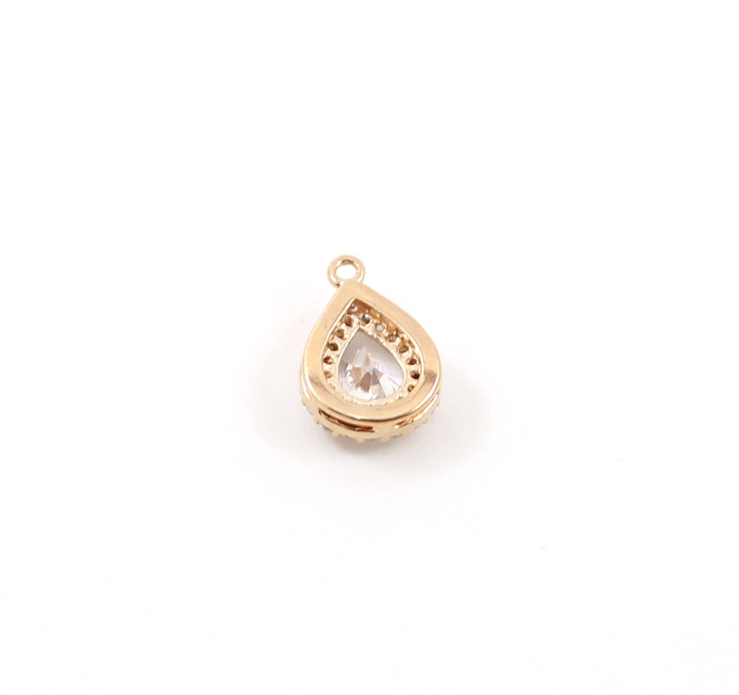 Rhodium Plated Pave CZ Teardrop Cubic Zirconia Gold,Rose Gold