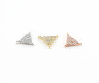 Rhodium Plated CZ Pave 3 Way Y Triangle Connector in Silver Rose Gold
