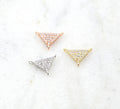 Rhodium Plated CZ Pave 3 Way Y Triangle Connector in Silver Rose Gold