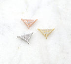 Rhodium Plated CZ Pave 3 Way Y Triangle Connector in Silver Rose Gold
