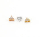 Rhodium Plated CZ Pave Triangle Bead Charm in Silver Gold Rose Gold