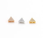 Rhodium Plated CZ Pave Triangle Bead Charm in Silver Gold Rose Gold