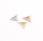 Rhodium Plated CZ Pave 3 Way Y Triangle Connector in Silver Rose Gold