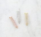 20mmx3mm Rhodium Plated Long Pave CZ Y Connector Link Bar Charm in Silver Gold