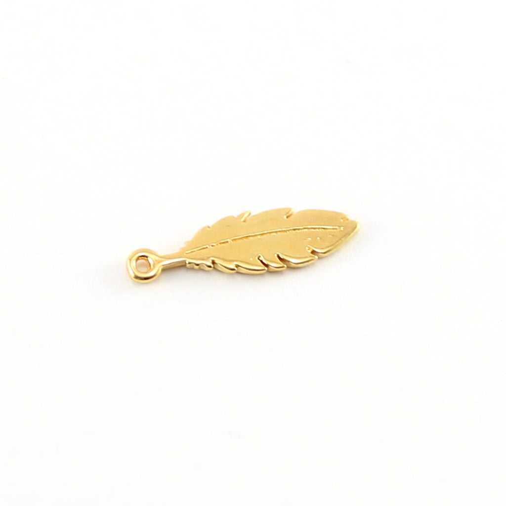 18mmx6mm Sterling Silver or Vermeil Small Flat Feather Charm in or Nature