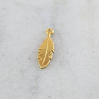 18mmx6mm Sterling Silver or Vermeil Small Flat Feather Charm in or Nature