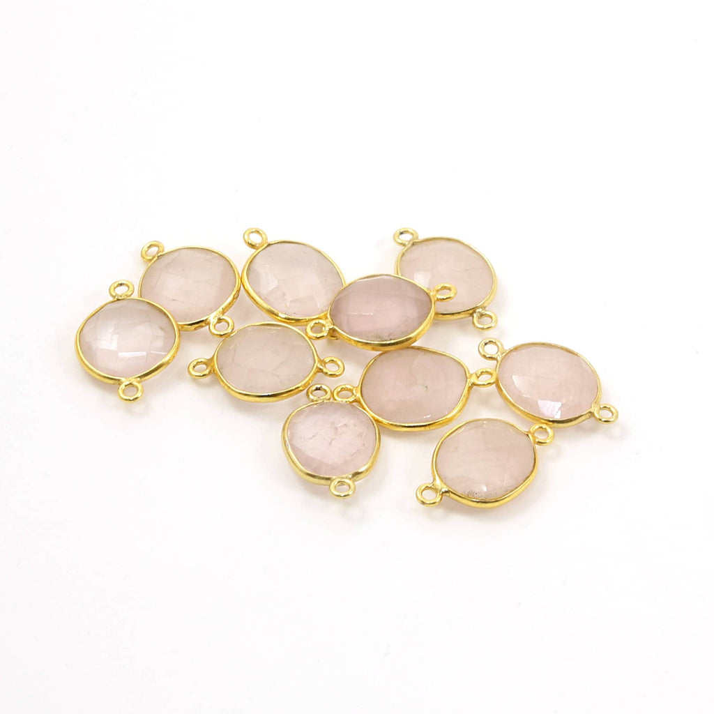 Sterling Silver or Gold Plated Gold Rose Quartz Natural Shaped Raw Nugget